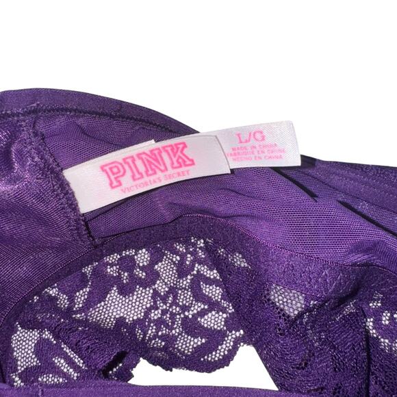 PINK Victoria's Secret Push-Up Lace Bra Purple Large - Picture 7 of 7